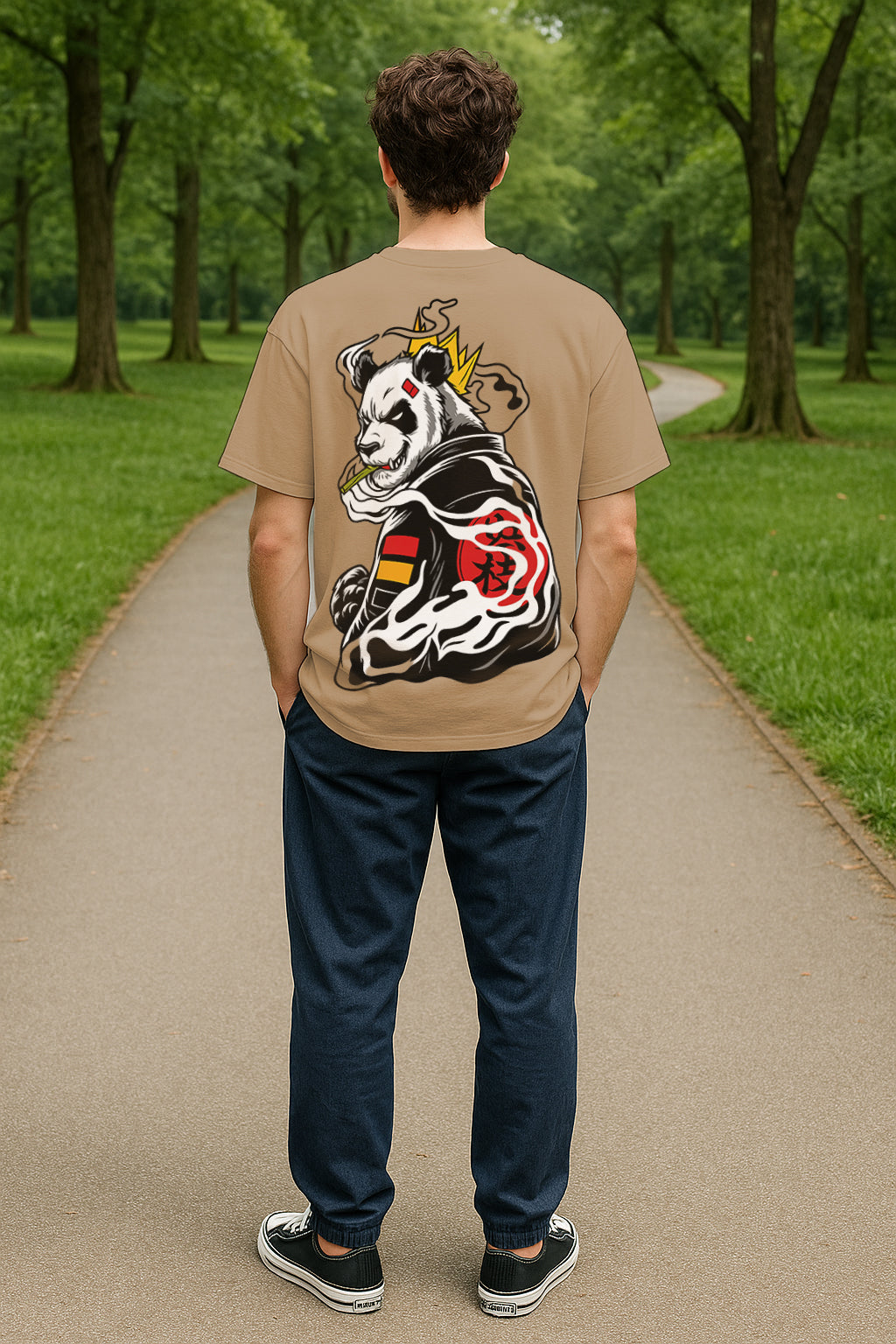 Samurai Panda Oversized Graphic T-Shirt – 240 GSM Heavyweight Streetwear Tee