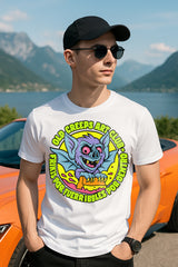 Old Creeps Art Club Bat Graphic T-Shirt | Retro Horror Cartoon, 100% Cotton Regular Fit