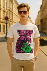 Fight Fangs With Fury Graphic T-Shirt | Eagle vs. Serpent Vintage Tattoo Art, 100% Cotton Regular Fit