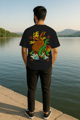 Dragon Turtle & Serpent Graphic Oversized Tee | 240 GSM Terry Cotton