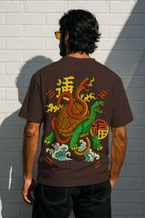 Dragon Turtle & Serpent Graphic Oversized Tee | 240 GSM Terry Cotton