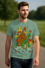 Chinese Guardian Tortoise & Snake Tee – Xuanwu Lucky Artwork, Regular Fit Cotton