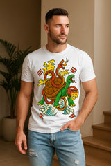 Chinese Guardian Tortoise & Snake Tee – Xuanwu Lucky Artwork, Regular Fit Cotton