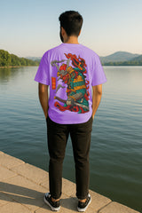 Flame Samurai Oversized Graphic T-Shirt – 240 GSM Terry Cotton (Japanese Back Print)