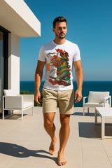 Oni Samurai Katana Graphic T-Shirt | Japanese Warrior Art, 100% Cotton Regular Fit