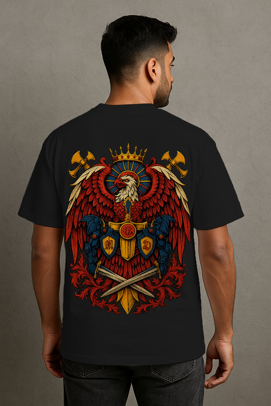 Crowned Eagle Graphic Oversized Streetwear T-Shirt – Premium 240 GSM Cotton