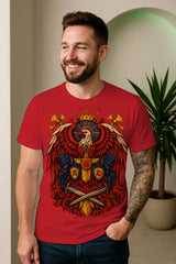 Royal Eagle Crest Graphic T-Shirt | Heraldic Crown & Swords Design, 100% Cotton Regular Fit