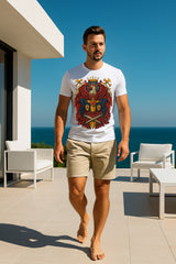 Royal Eagle Crest Graphic T-Shirt | Heraldic Crown & Swords Design, 100% Cotton Regular Fit